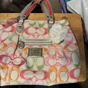 COACH Scribbles Poppy Collection Large Tote Purse